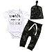 Cute 3pcs Newborn Baby Boys Letter Print Romper+Camouflage Pants+Hat Outfits Set (6-12Months, White&Camouflage)
