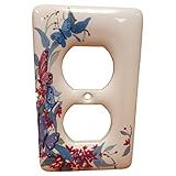 Leviton Butterfly Pattern Porcelain Receptacle Wallplate Duplex Outlet Cover 89503-FLY