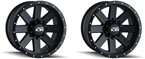 Pair (2pcs) Ion 134 20" Wheel Rims Matte Gunmetal/Black Beadlock 20x10 6x135 PCD -19mm Offset 4.75" BS