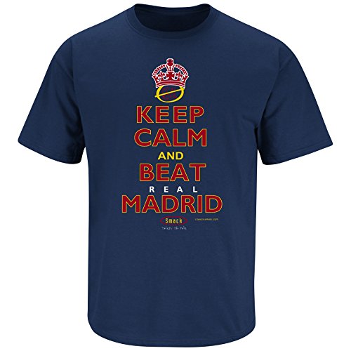 FC Barcelona Fans. Keep Calm and Beat Real Madrid Navy T Shirt (Sm-3X) (XX-Large)
