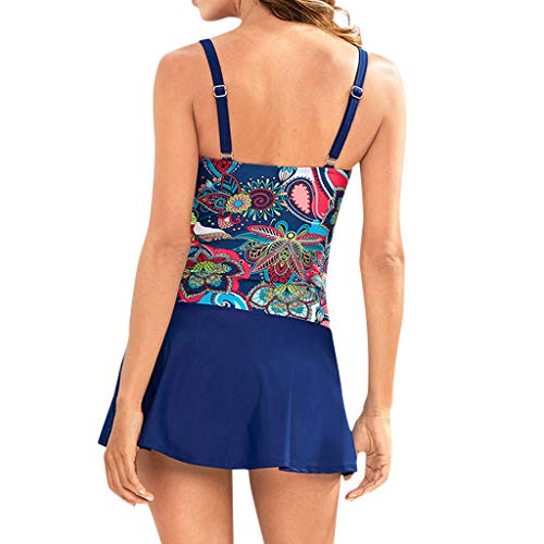 Onegirl Swimsuit for Women Two Piece with Boy Shorts Plus Size Tankini Set Sling Swimwear Bathing Suits Dark Blue