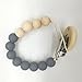 Amyster Silicone Teething Grey Stone Dummy Baby Pacifier Clip Natural Wood Beads Mom Nursing Waldorf Teether (Grey)