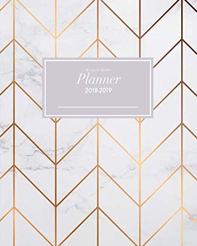 Weekly and Monthly Planner 2018-2019: October 2018 through December 2019 Calendar Schedule Organizer and Journal Notebook Rose-Gold Chevron Pattern & Marble Cover (Inspirational Quotes) by Papeterie Collectif