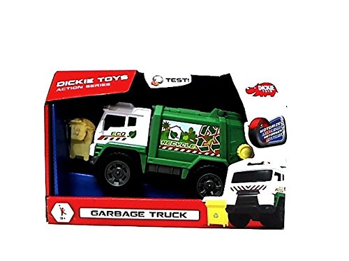 Dickie Toys 203304013 - Action Series Garbage Truck, Müllwagen, Müllauto mit Motor, mit Licht- und Soundfunktion, 20cm