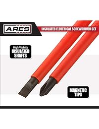 Destornilladores   Ares 70603   Aislante magnético con punta destornilladores para trabajos eléctricos   Caja de almacenamiento incluido