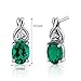 Peora Simulated Emerald Stud Earrings 925 Sterling Silver, Infinity Crown Solitaire, 2 Carats total Oval Shape 8x6mm, Friction Backs