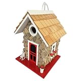 Home Bazaar- Hand-made Fieldstone Guest Cottage Birdhouse - Eco Tough Bird House