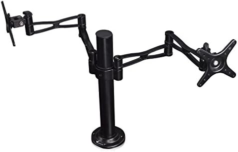 Vemount Height Adjustable Full Motion Articulating Swivel Tilting Dual Flat Panel Computer Monitor Desk Mount Fits Monitors up to 27"