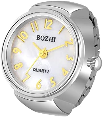 Women Gold Grey Quartz Stretchy Band Elastic Round Simple Dial Finger Ring Watch Men Women Finger Watch Stretchy Band Elastic Round Simple  main image 2
