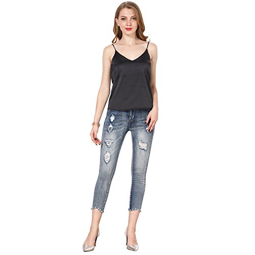 ShyVelvet Women Summer Cami Camisole Halter Top Plus Size Tank Top Sexy V Neck Crop Top,Black,Small - Thumbnail 4