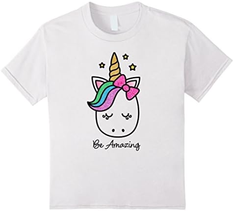 unisex-child Girls Unicorn Shirt Be Amazing Graphic T-Shirt White 4 White