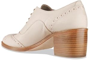 FOWT Women's Perforated Lace-Up Oxfords Almond Toe Mid Chunky Heel Brogues Casual Unisex Derby Saddle Shoes for Office Vacation Business US Size 4-16