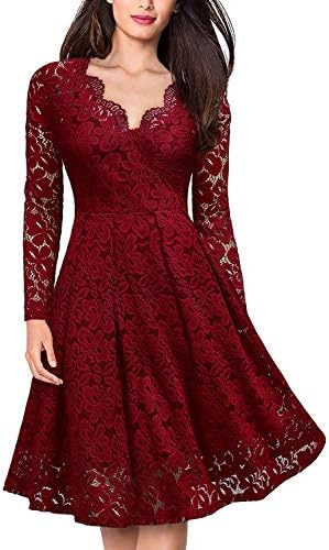 YIXUAN Women Vintage Off Shoulder Dresses Floral Lace Party Cocktail Swing Dress