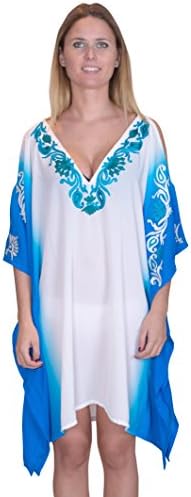 SUNROSE Ari Embroidery Neck Sheer Plus size Gown xKaftan Beach Cover Up (Violet)