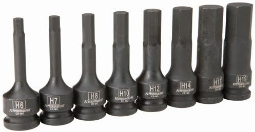 8 Piece 1/2 Drive Metric Impact Hex Driver Set