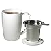FORLIFE Curve Tall Tea Mug with Infuser and Lid 15 ounces, White