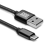GBB 3Ft Meter High Speed Micro USB Cable Nylon Braided USB 2.0 Charging / sync with Aluminum Shielded Connector Smartphone, Gaming Ps, Camera, Smart Watch , Tablets, Bluetooth Speakers and more
