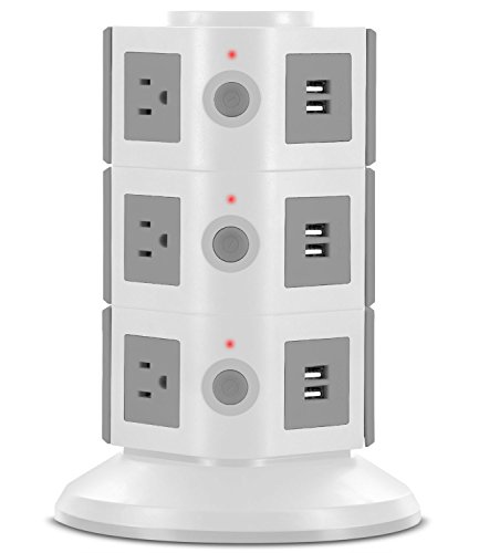 UPC 849813013216, Aduro Surge Protector Power Tower Family Multi Charging Station - 9 Outlets and 6 USB Ports, Smart Charge Technology for iPhone, iPad, Galaxy Nexus (White)