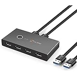 ULBRE Soho KVM Switch 4 Port USB 3.0 Sharing Box Selector, 4Port Peripheral On Off Switcher KM Adapter KVM Console Hub for Office PC Printer Mouse Keyboard