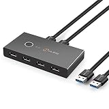ULBRE Soho KVM Switch 4 Port USB 3.0 Sharing Box Selector, 4Port Peripheral Switcher KM Adapter KVM Console Hub for Office PC Printer Mouse Keyboard