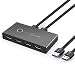 ULBRE Soho KVM Switch 4 Port USB 3.0 Sharing Box Selector, 4Port Peripheral Switcher KM Adapter KVM Console Hub for Office PC Printer Mouse Keyboard