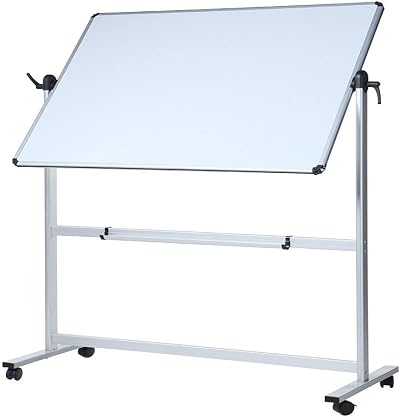 VIZ-PRO Double-Sided Magnetic Rotating Mobile Whiteboard 110x75 cm