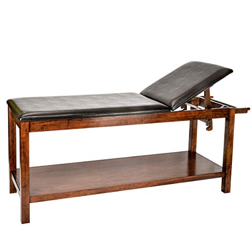 AdirMed Mahogany Wooden Exam Table with full shelf - Treatment table for hospital or clinic -