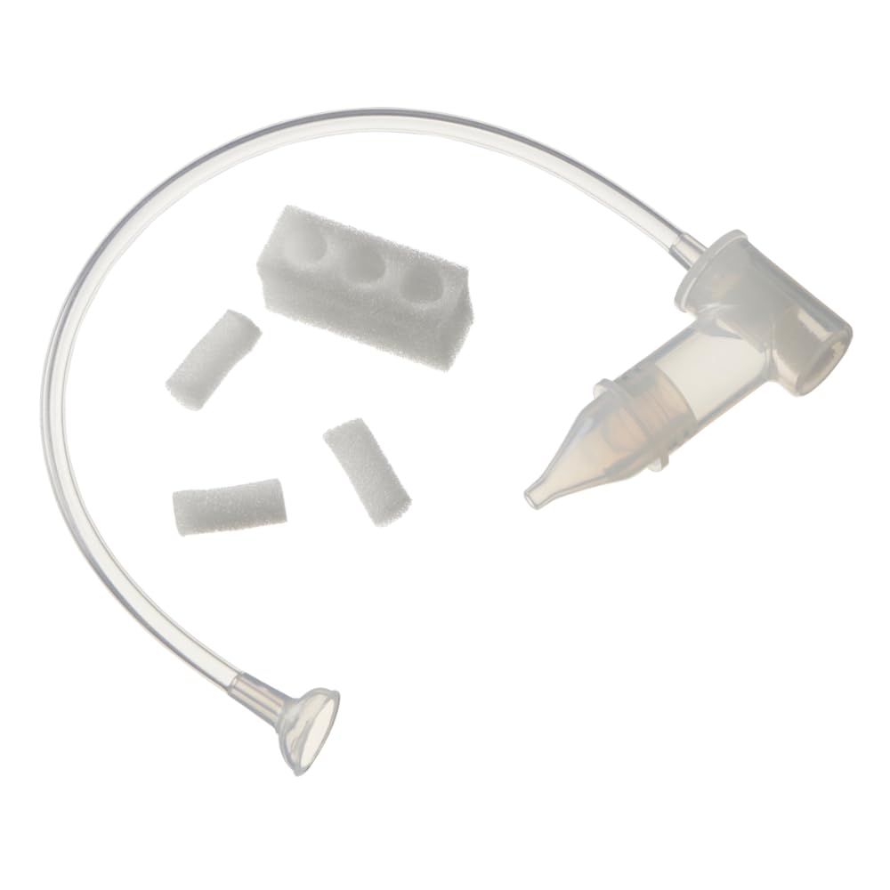 Vital Baby Breathe Easy Baby Nose Sucker - Nasal Decongester- Clear Congestion Safely & Gently | Small Tip, Disposable Filters | BPA, Latex, Phthalate Free | Ages 0m+ |1 Aspirator & 4 Filters