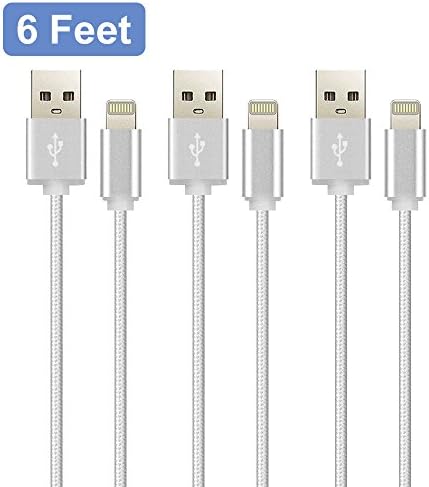 Fene (TM) Certified Nylon Braided 6 Feet / 2 Meter Lightning to USB - (3 Pack)