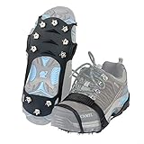 Yoklili Walk Traction Ice Cleats Grips for Snow & Ice, Anti Slip 10 Manganese Steel Spikes, Durable Silicone Crampons, Attaches Over Shoes/Boots for Walking, Jogging, Hiking, Mountaineering in Winter