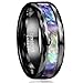 Vakki 8mm Abalone Shell Tungsten Rings for Men Women Black/Silver/Rose Gold Wedding Bands Faceted Edge Comfort Fit Size 5-14