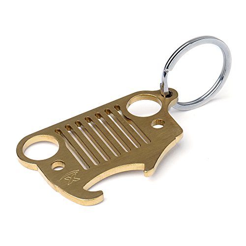 Xprite Gold Jeep Wrangler Grill Stainless Steel Keychain Bottle Opener