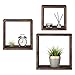 Mkono Wall Mounted Cube Display Shelf Square Floating Shelves Rustic Shadow Wall Boxes Decorative Storage Organizer for Home Office Coffee Shop, Set of 3, Brown