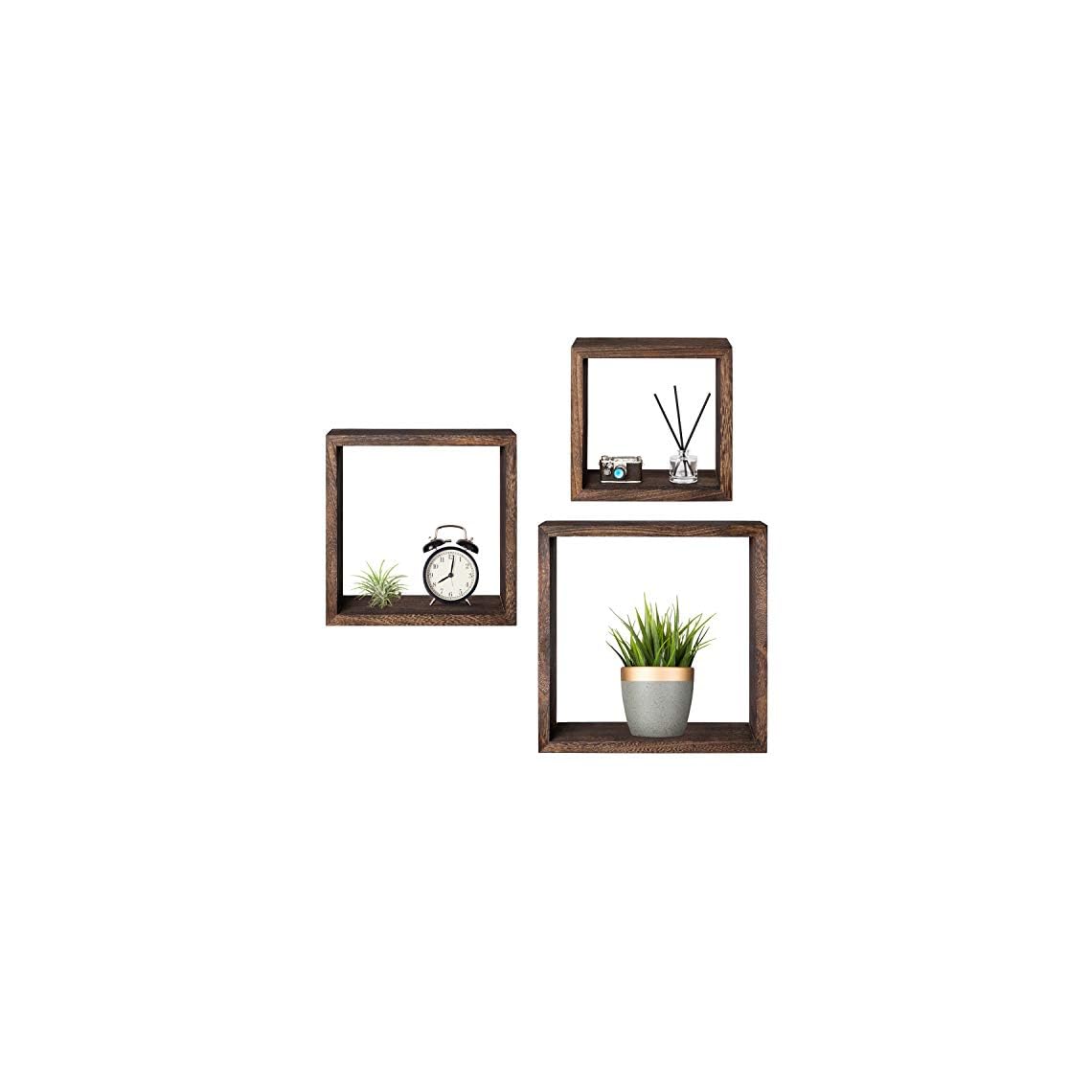 Mkono Wall Mounted Cube Display Shelf Square Floating Shelves Rustic