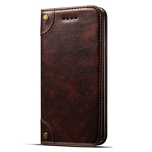 Wallet Phone Case for Iphone XS/X Flip Cover with Kickstand Card Holder Slots, Brown
