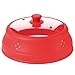 Bezrat Vented, Collapsible Microwave Plate Cover for Food, 12-inch, RED - Silicone and Glass Splatter Guard Lid - Fits Plates, Bowls and Meal Prep Containers up to 11.8 x 4 Inch