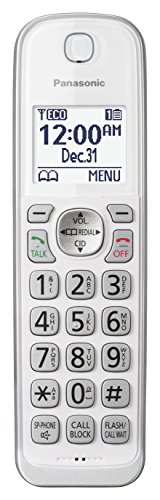 PANASONIC Additional Cordless Phone Handset for use with KX-TGD3x Series Cordless Phone Systems - KX-TGDA50W1 (White)