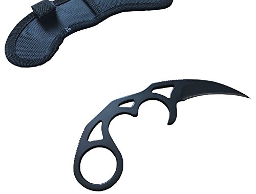 MASALONG Outdoor Survival claw Tactical Fixed Blade Knife (black)