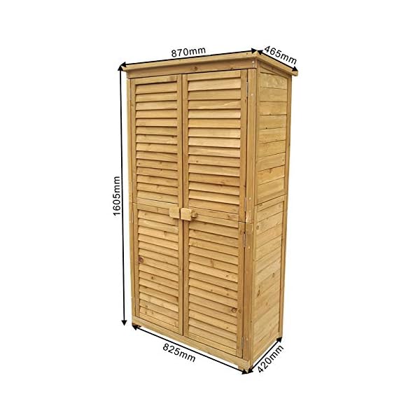 Wiltec Gartenhaus mit Lamellentür aus Fichtenholz mit Bitumendach 870x465x1600mm für Garten, Terrasse & Balkon Gerätehaus Geräteschuppen Holzhaus Werkzeugschrank – Bild 6