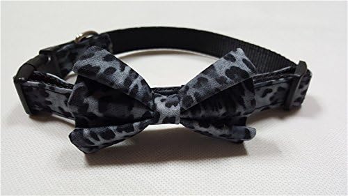 Bow Tie Dog Collar — For Dogs &amp; Puppies — Fashion Colors &amp; Patterns (Grey Leopard, Medium)