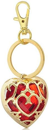 VNFNMI Cosplay The Legend of Zelda Skyward Sword Cubic Zirconia Heart Pierced Necklace Anime Costume Red Key Chain
