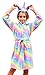 Doctor Unicorn Rainbow Star Dots Robe with Unicorn Hood for Girls (Green/Yellow/Purple, 6-7 Years)