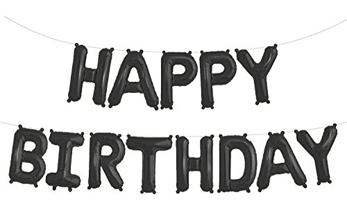 Fecedy black hanging happy birthday balloons aluminum f…