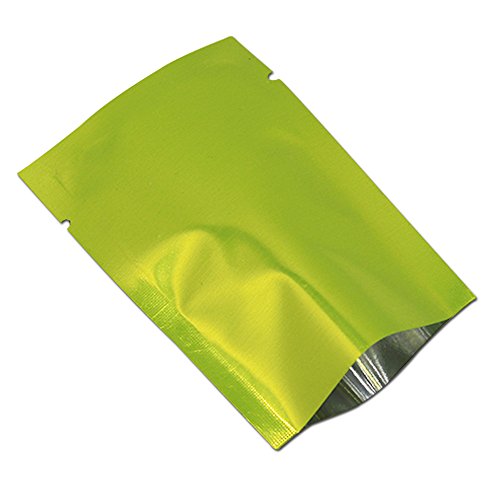 100 Pack Multi Sizes-Colors Mylar Foil Heat Sealable Bag Aluminum Foil Smell Proof Pouch Bulk Food Storage Central Vacuum Bag (Green, 2.4"x3.5" (1.97”x3.35” inner size))