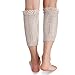 Avidlove Women Socks Knit Crochet Boot Cuffs Hollow Out Leg Warmers with Lace Trim Beige