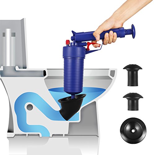 Bert Toilet Plunger, Air Drain Blaster, Pressure Pump Cleaner, High Pressure Plunger Opener Cleaner Pump for Bath Toilets, Bathroom, Shower, Kitchen Clogged Pipe Bathtub (Blue)