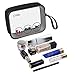 3 pcs CGBE TSA Approved Toiletry Bag with Handle Strap, Clear Toiletry Bag for Liquid Bottles/Cosmetic 3-1-1 Travel Toiletry Bag, Quart Size Carry on Makeup Pouch 3 Packs (Upgrade Black With 2 Size)