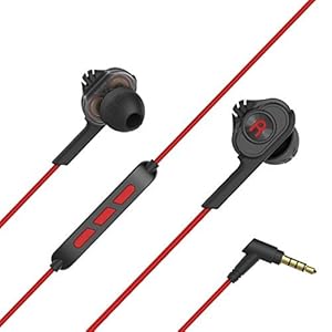 Image of UiiSii Earbuds with Volume Control and Mic Dual Drivers Headphones Deep Bass Noise Reduction Wired Earphones (T6, Red)