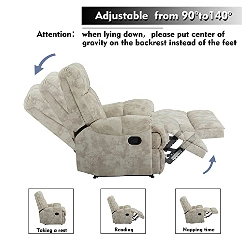 Bonzy Home Overstuffed Recliner Velvet Fabric Recliner Chair Heavy