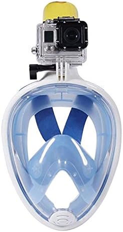 Full Face Snorkel Mask - Action Camera Mount - 180 Degree Panoramic View for Adults and Youth. Blue S/M